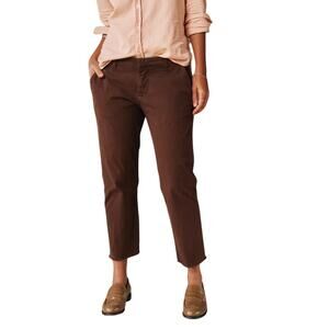 Frank & Eileen Wicklow Italian Chino Pants Sz 0 Brown Cropped Raw Hem USA Made